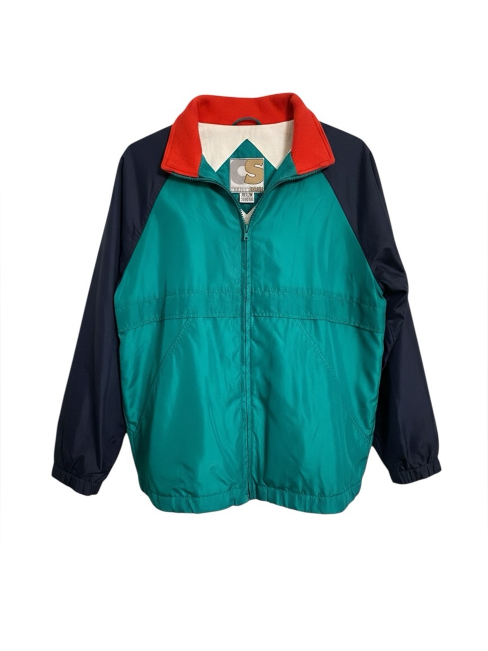 Vintage Current Seen Colorblock Windbreaker Jacket Teal Navy Red M